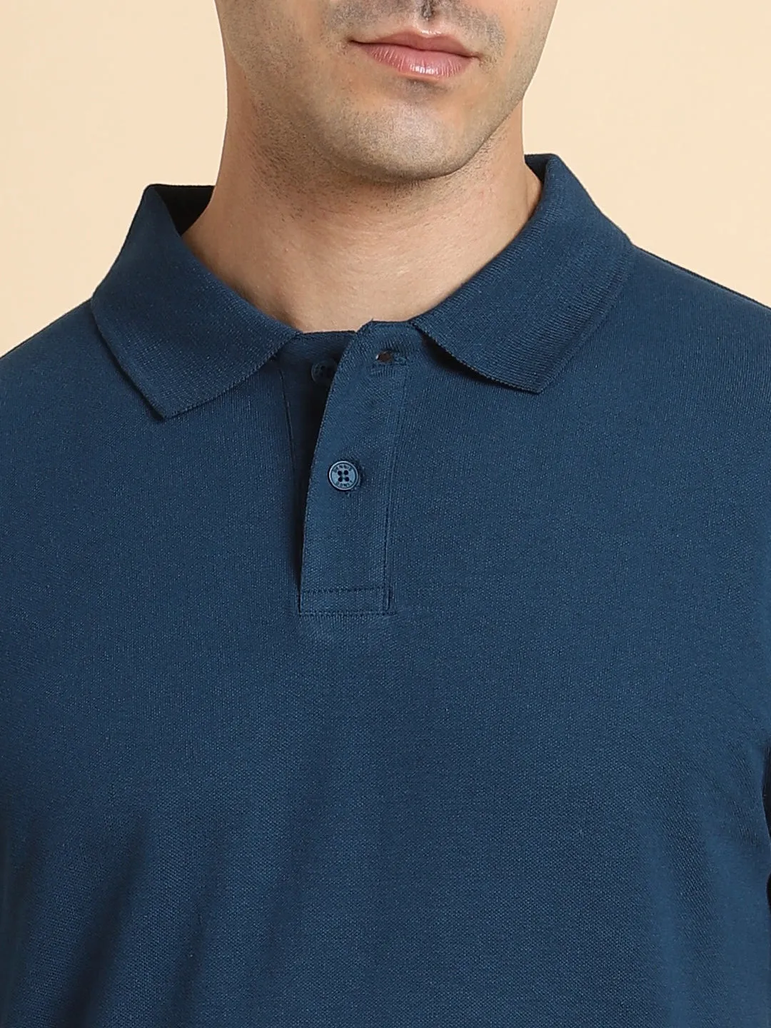 Men's Regular Collar Regular Fit Solid Blue Formal Shirts